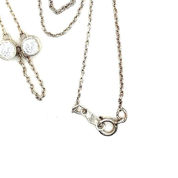 925 Silver Station Cz Necklace - Picture 3 of 6